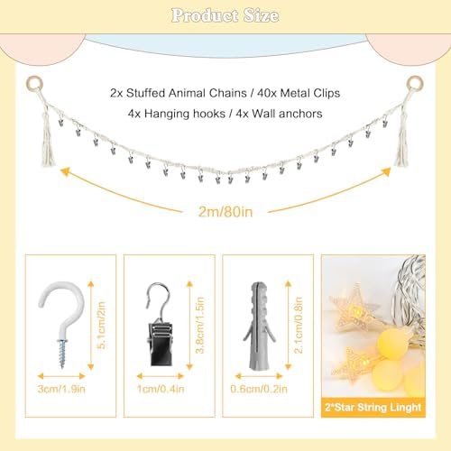 CERETIA 80" Stuffed Animal Organizer Chain, LED Light - Image 5