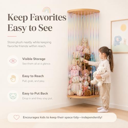 Corner Hammock Shelf with Adjustable Length, Wooden Hanging Wall Storage - Image 5