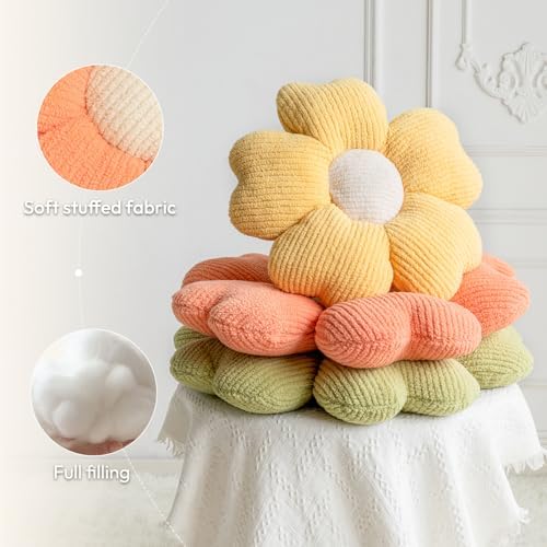 Sioloc Flower Shaped Throw Pillow, Fun Daisy Pillow, 25.6" Light Orange Cute - Image 5