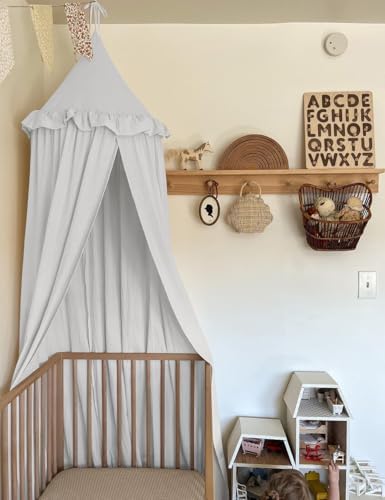 ZEAK Kids Bed Canopy with Ruffles Cotton Hanging Tent Frills Curtain Net by ZEAK