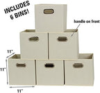 Fabric Storage Bins 6 Piece Set, Strong Poly-Woven Fabric, Sturdy Chipboard - Image 2