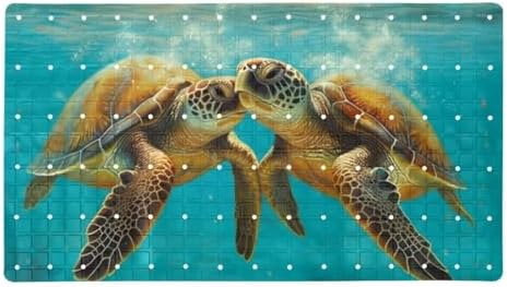 Shower Mat Non Slip 26.8 x 15.1 Inches, Turtles Ocean Bathtub Mat Shower Stall by Anna+Cowper