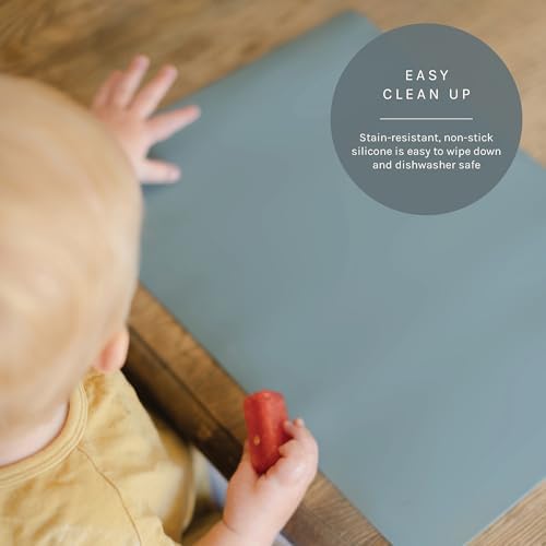 Yeah Baby Goods Silicone Toddler Placemat, Faded Jade - Image 4