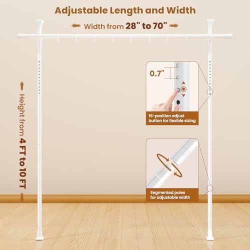 Room Divider Curtain Rods No Drilling, Adjustable Wall Divider 4-10Ft - Image 2