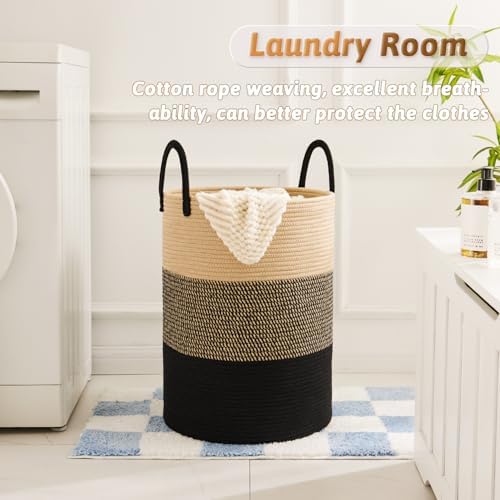 Artfeel Laundry Basket, Woven Cotton Rope Laundry Hamper, 40L - Image 2