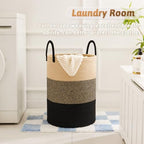 Artfeel Laundry Basket, Woven Cotton Rope Laundry Hamper, 40L - Image 2