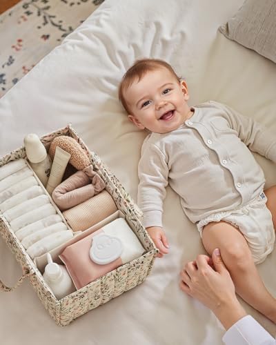 Blissful Diary Floral Diaper Caddy Organizer Storage Basket, Pastoral Daisy - Image 6