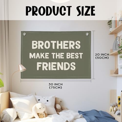 Boy Room Decor, Brothers Make The Best Friends Toddler Room Banner, Linen - Image 4