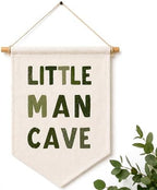 Little Man Cave Banner for Boys Room, Baby Boy Nursery Decor, Toddler Kids Room by ZEARPT