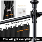Room Divider Curtain Set-No Drilling Curtain Rod Set, Room Divider Wall - Image 3