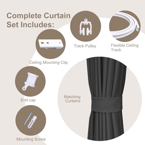 MaKefeile Room Divider Curtains & Flexible Bendable Tracks Set, Privacy - Image 2