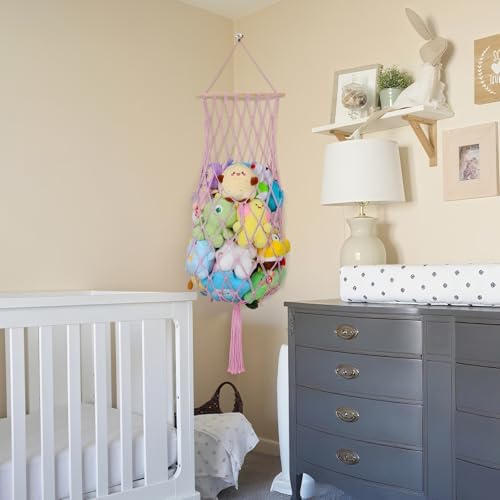 68 Inch Stuffed Animal Storage Hammock Corner Plushie Net - Image 2