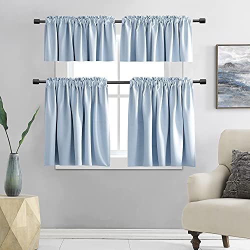 DONREN Light Blue Cerulean Window Curtain Valances - Image 4