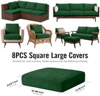 8Pcs Outdoor Cushion Covers, Stretch Patio Furniture Couch Chair Slipcovers - Image 2