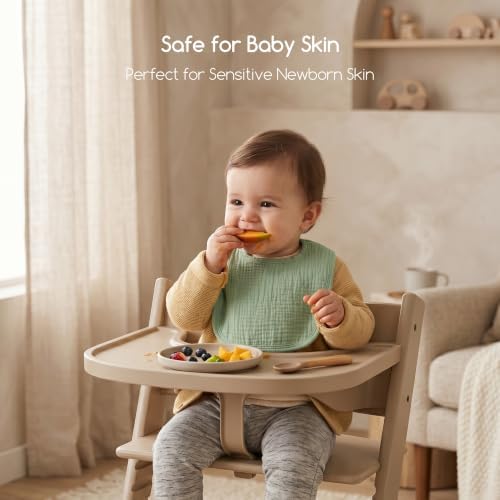 6-Pack Muslin Baby Bibs for Drooling & Teething, Absorbent Bib - Image 3