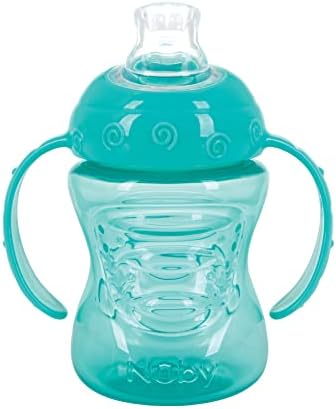 Nuby Grip N' Sip 2 Handle Soft Spout Trainer Cup - 8 oz - Aqua by NubyUSA