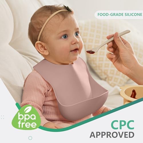 Cuddle Campus Set of 3 Silicone Bibs, Soft Adjustable Bibs - Image 2
