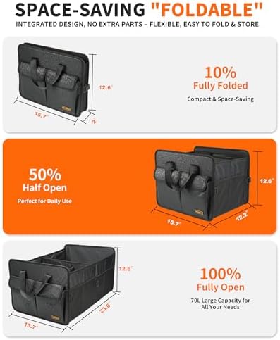 SIBOFUEGO Sturdy Car Trunk Organizer – Large Capacity Trunk Organizer - Image 3
