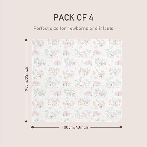 GLLQUEN BABY Muslin Swaddle Blankets 4Pk Receiving Blanket Large 35" x 40" - Image 5