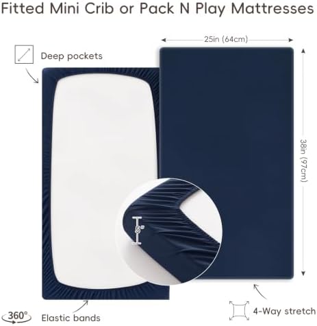 david's kids 3 Pack Mini Crib Sheets, Soft Breathable Premium Pack N Play Sheets - Image 5
