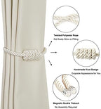 BEL AVENIR Magnetic Curtain Tiebacks 4 Pack Hand-Woven Curtain Ties - Image 4