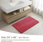 Polyester Bathroom Rug 24"x40" Red, Non-Slip Soft Shaggy Bath Mat - Image 2