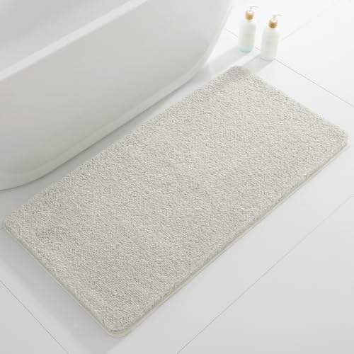 Polyester Bathroom Rug 24"x48" Light Gray, Non-Slip Soft Bath Mat by Kildoss