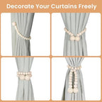 KLOGTSIND Magnetic Curtain Tiebacks, 2 Pack Wood Bead Curtain Holdbacks - Image 4