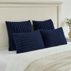 FUTEI Pack of 2 Faux Fur Throw Pillow Covers 16x16 Inch, Dark Navy - Image 5