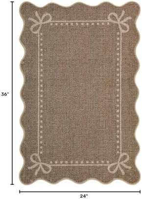 Garvee Scalloped Bow Rug Washable 2x3 Area Rug - Image 2