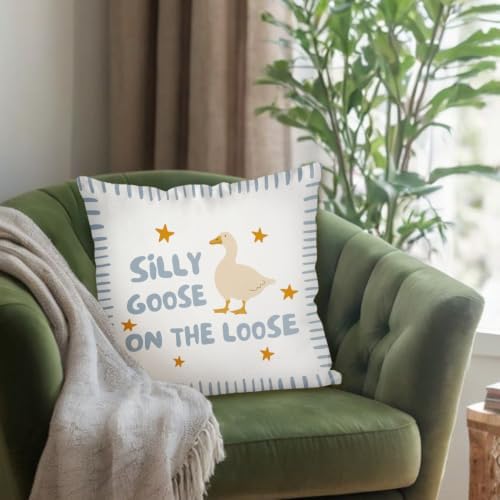 Blue Silly Goose Cute Pillow Cover Toddler Boy Bedroom Decor - Image 6