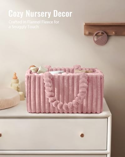 Blissful Diary Flannel Diaper Caddy Organizer & Gift Packaging, Powder Pink - Image 2