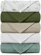 Muslin Receiving Blankets 5 Pack, Soft Swaddle Wraps by LYRICHOMBABY