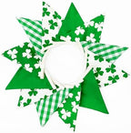 2 Sets of Shamrocks Nursery Garland 20Pcs Green Plaid Clover Pennant Banner - Image 7