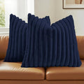 FUTEI Pack of 2 Faux Fur Throw Pillow Covers 26x26 Inch, Dark Navy by FUTEI