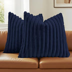 FUTEI Pack of 2 Faux Fur Throw Pillow Covers 26x26 Inch, Dark Navy by FUTEI