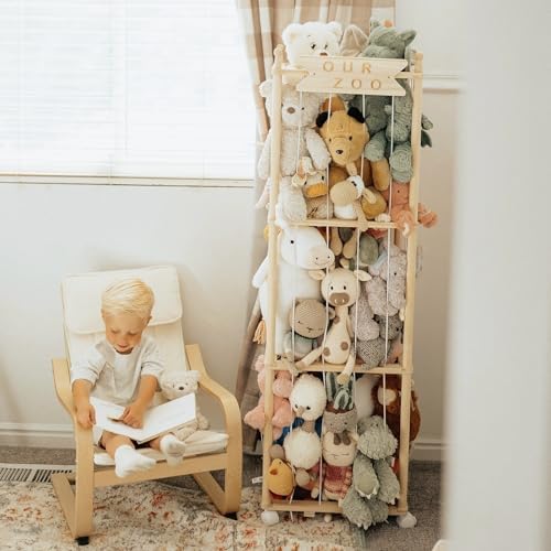 Mloong Stuffed Animal Storage, 54in Wood Zoo Cage, Large Plush Toy Organizer - Image 6