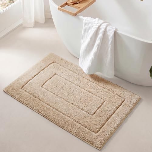GRANNY SAYS Khaki Bathroom Rug 24" x 36", Non-Slip Microfiber Bath Mat by GRANNYSAYS