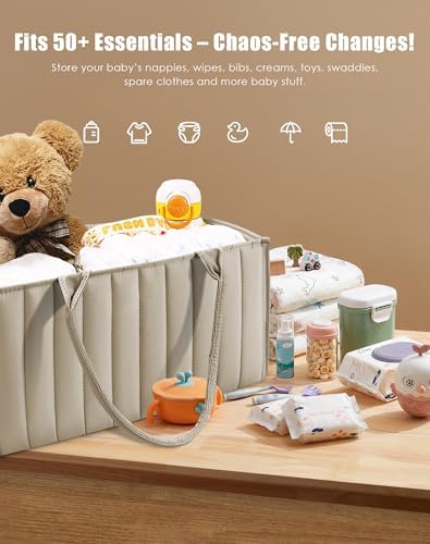 SWEET DOLPHIN 2-Pack Baby Diaper Caddy Organizers, Stylish Storage Baskets - Image 3