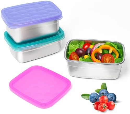 Tanjiae 3-Pack Stainless Steel Snack Containers by Tanjiae