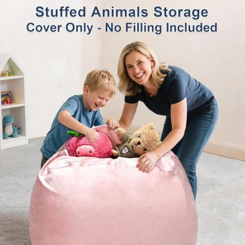 Lukeight Stuffed Animal Storage Bean Bag Chair Cover - Image 4