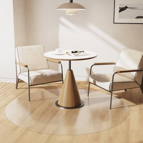 Clear Plastic Floor Mat for Under Dining Table, 4ft Round No Slip Waterproof by ZPAIAreaFloorProtector