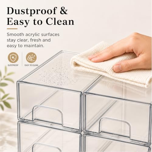 Clear Stackable Storage Drawers: Acrylic Organizer Bins 6 Pack - Image 7