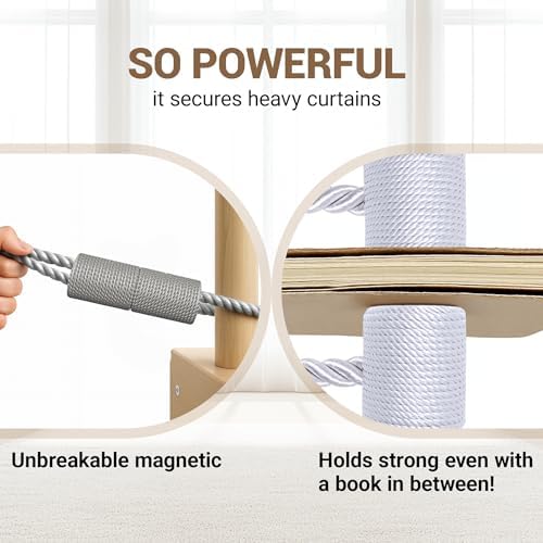 Hion Magnetic Curtain Tiebacks Grey 6pcs, Curtain Holdbacks Hooks Holders - Image 5