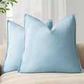 Foindtower Linen Solid Decorative Throw Pillow Covers 18x18 Inch Light Blue by Foindtower