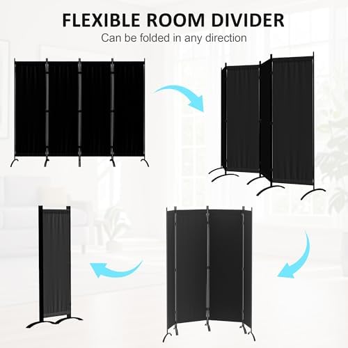 Room Divider 4 Panel Partition Room Dividers and Folding Privacy Screens - Image 2