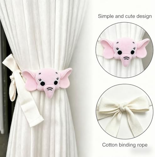 2 Pack Cartoon Elephant Curtain Tiebacks, Cute Cartoon Animal Curtain Holdbacks - Image 3