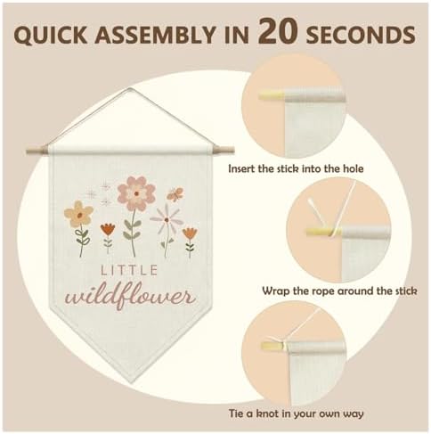 Girls Nursery Decor, Little Wildflower Pennant Hanger Banner - Image 6