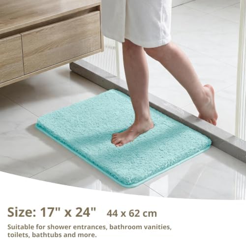 Polyester Bathroom Rug 17"x24" Aqua Haze, Non-Slip Soft Bath Mat - Image 2