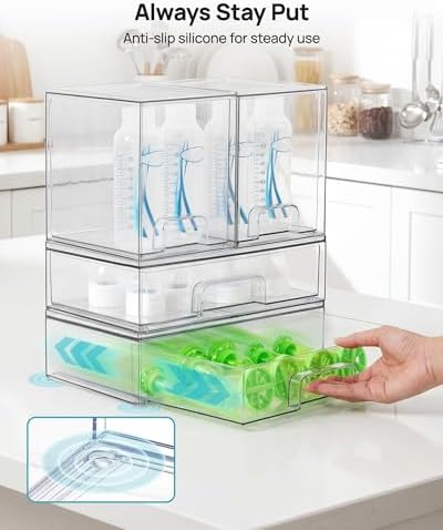 Vtopmart Clear Stackable Storage Drawers Set of 4, Baby Bottle Organizer - Image 7